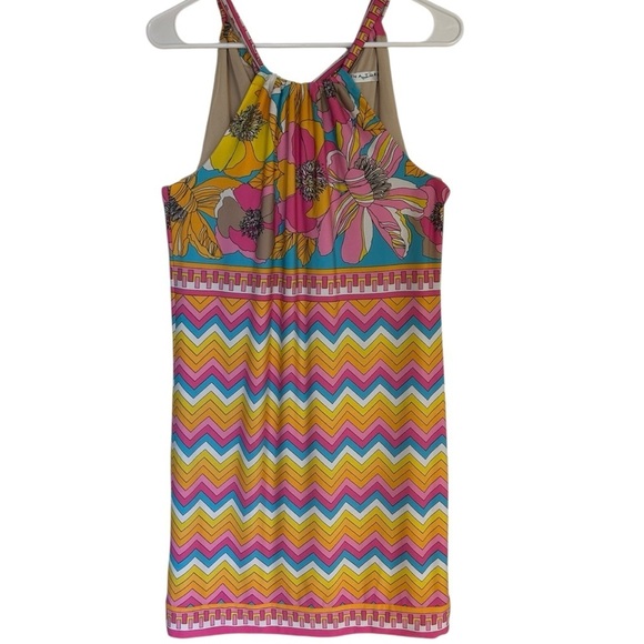 Trina Turk Pink and Yellow Halter Sundress Mini - Picture 5 of 13